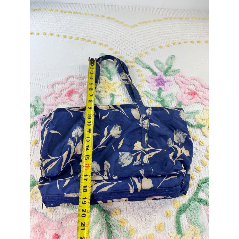 Vtg Navy Blue Floral Tulip Umbrella and Matching Tote Bag Travel Set - Picture 5 of 7